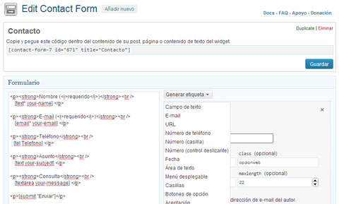 Editor contact-form-7