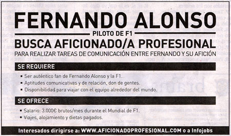 Aficionado profesional de Fernando Alonso