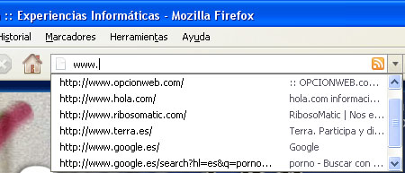 Ejemplo de Historial en Firefox