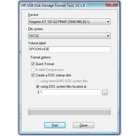 HP USB DIsk Storage Format Tool