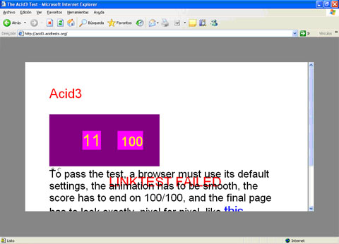WaSP acid tetst 3 en Internet Explorer 6.0