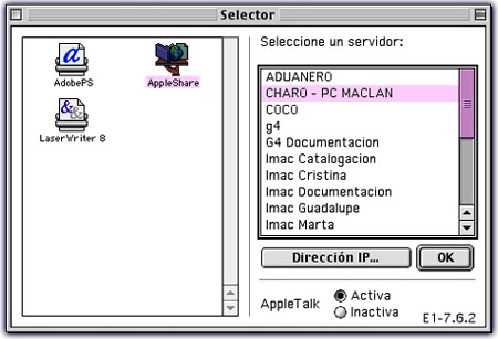 AppleShare del Selector del MAC