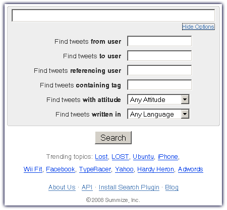 summize twitter search
