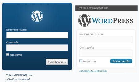 login wordpress 2.3 y 2.7